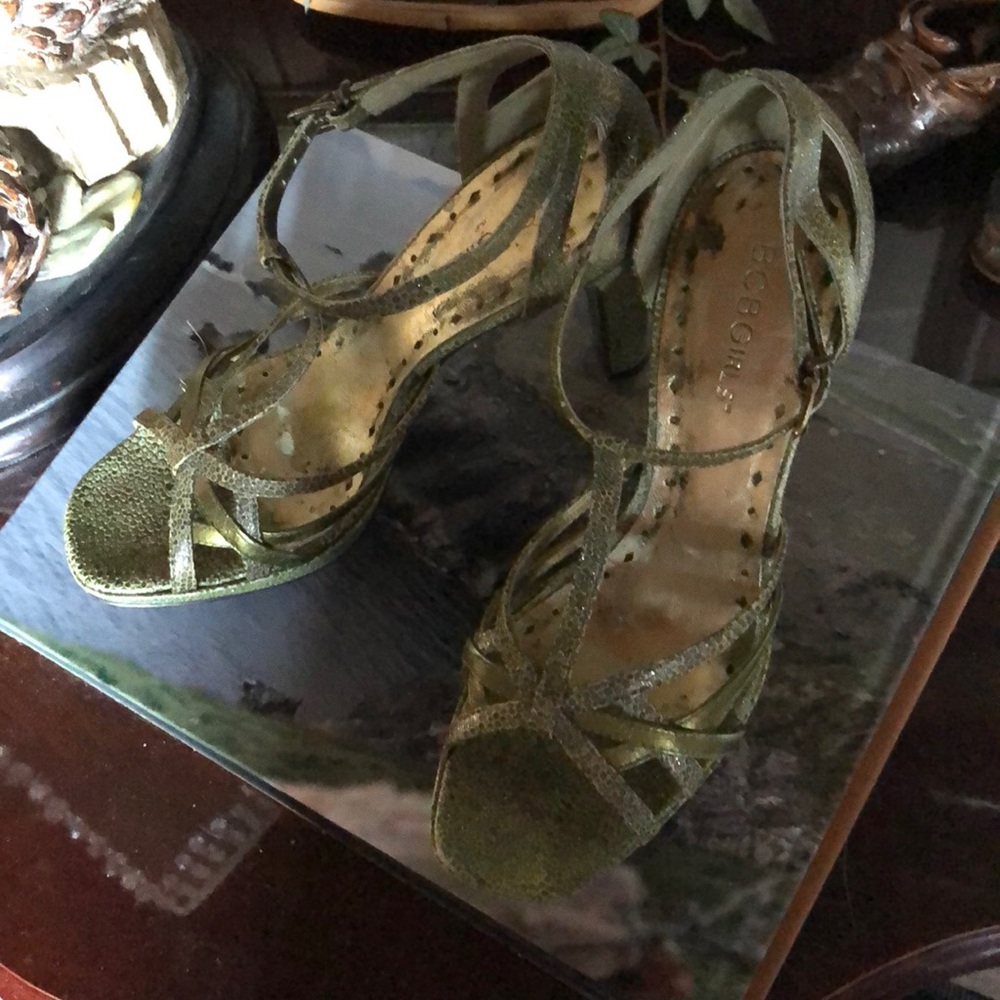 BCB Girls embossed leather, T-strap, platform heel